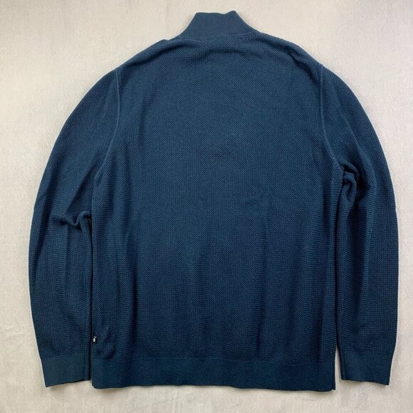 Ted Baker Mens Sweater XL / Size 5 Navy Blue 1/4 Zip Pullover Long Sleeve Knit - Picture 6 of 9